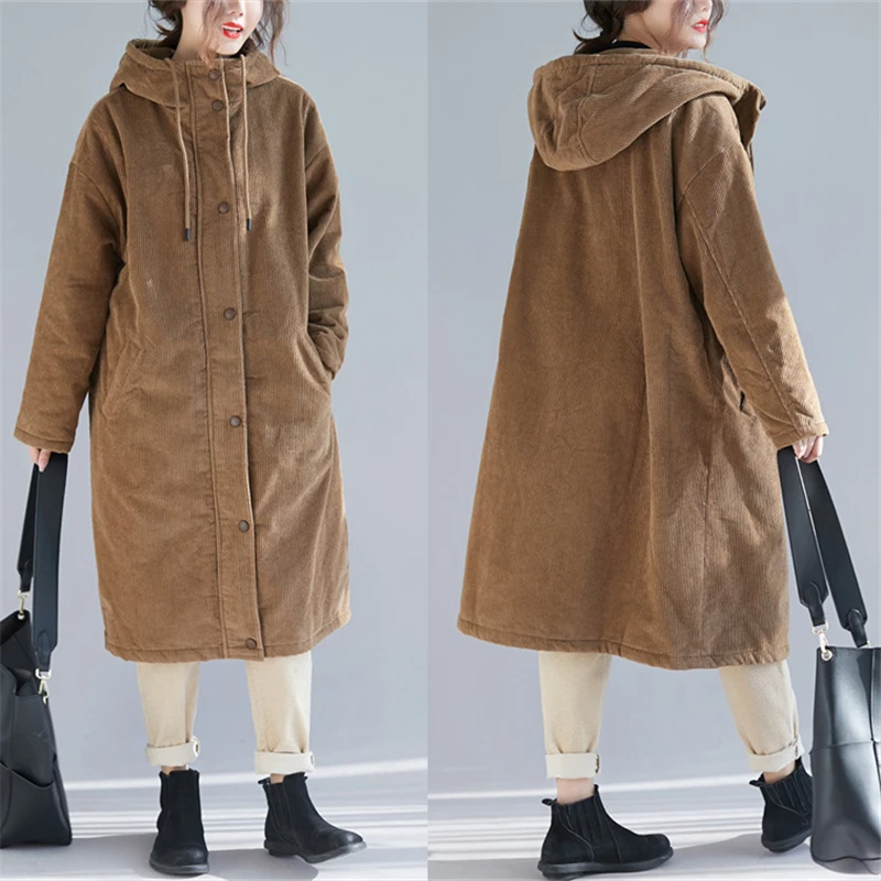

Imitation wool women's coat winter medium-length over-knee wick velvet thickened cotton clothing loose hooded large size