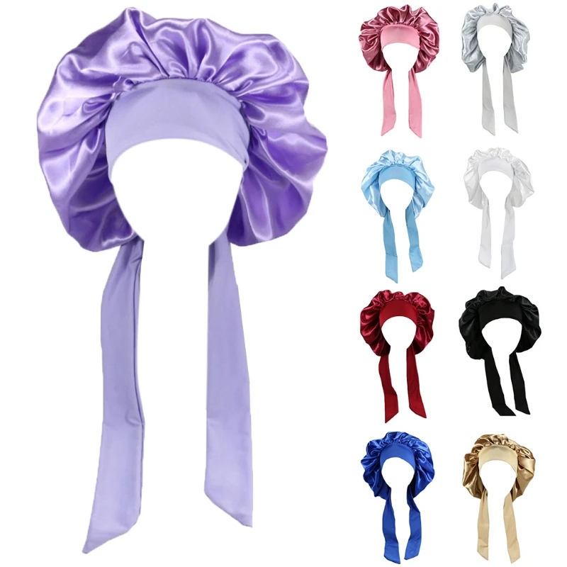 

1 Piece Girls Women Polyester High Elastic Night Sleeping Shower Cap Hair Bonnet Hat Head Cover Satin Turban