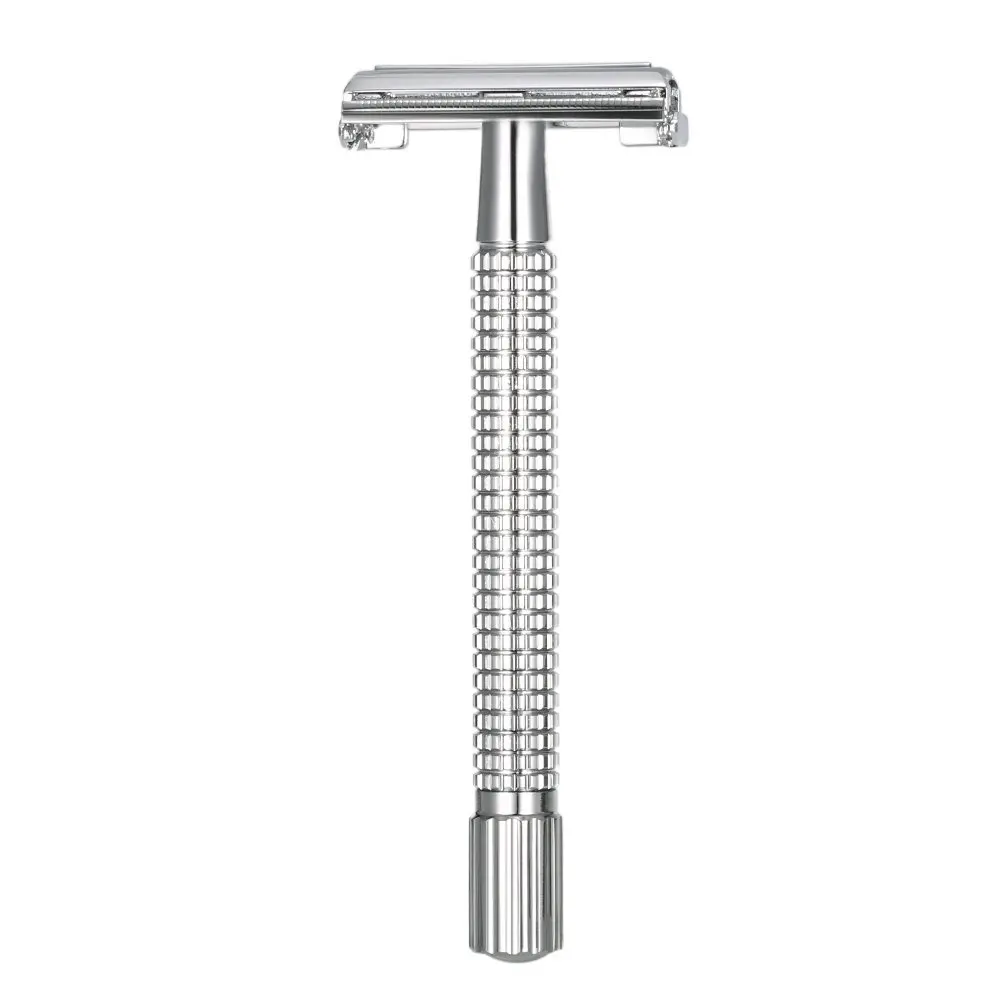 Long Handle Butterfly Open Classic Safety Razor Manual Razor  Barber Shaving 1 Handle & 5 Blades