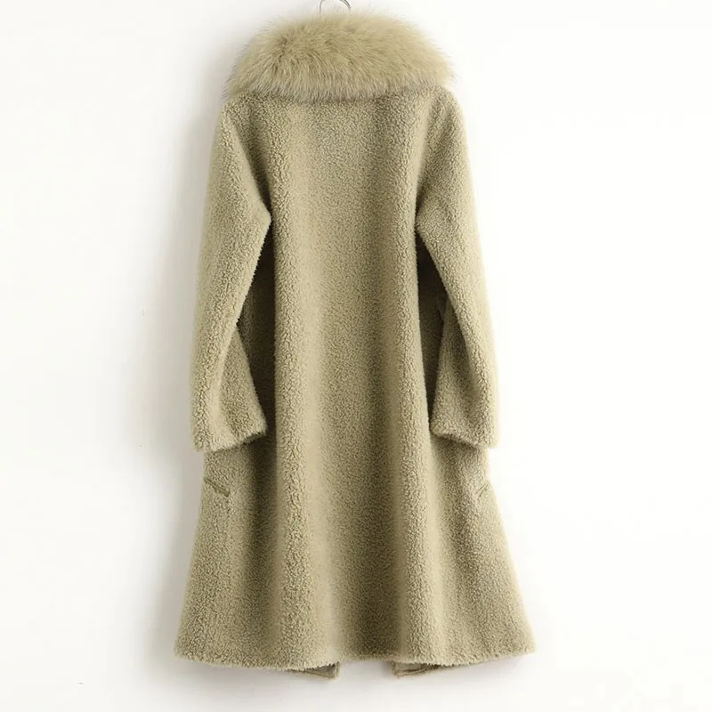 Женское зимнее пальто из смешанной шерсти с лисьим воротником верхняя одежда LF2122