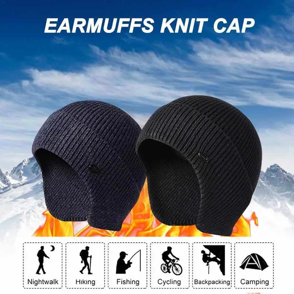 

Men Women Beanie Hats Knitted Hat Ski Cap with Earmuffs Winter Outdoor Sport Knitted Hat for Camping Hiking Skiing