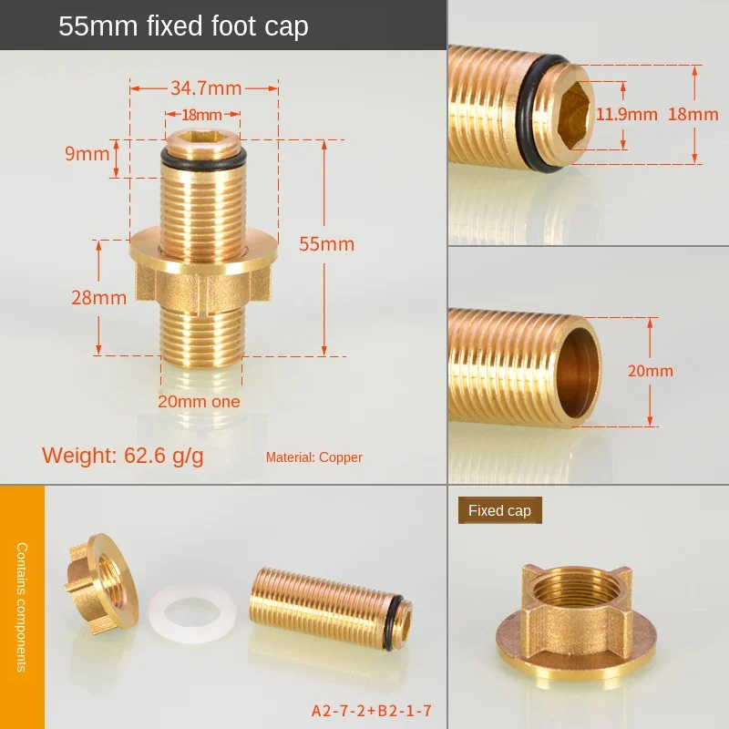 Удлиненные медные крепежные детали для смесителя, крепежные винты для холодной и горячей раковины с двойным отверстием, 1/2 дюйма, аксессуары для гаек