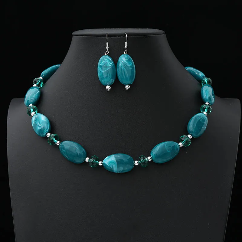 Модные женские Подвески ожерелье серьги Свадебные Ювелирные наборы акриловые