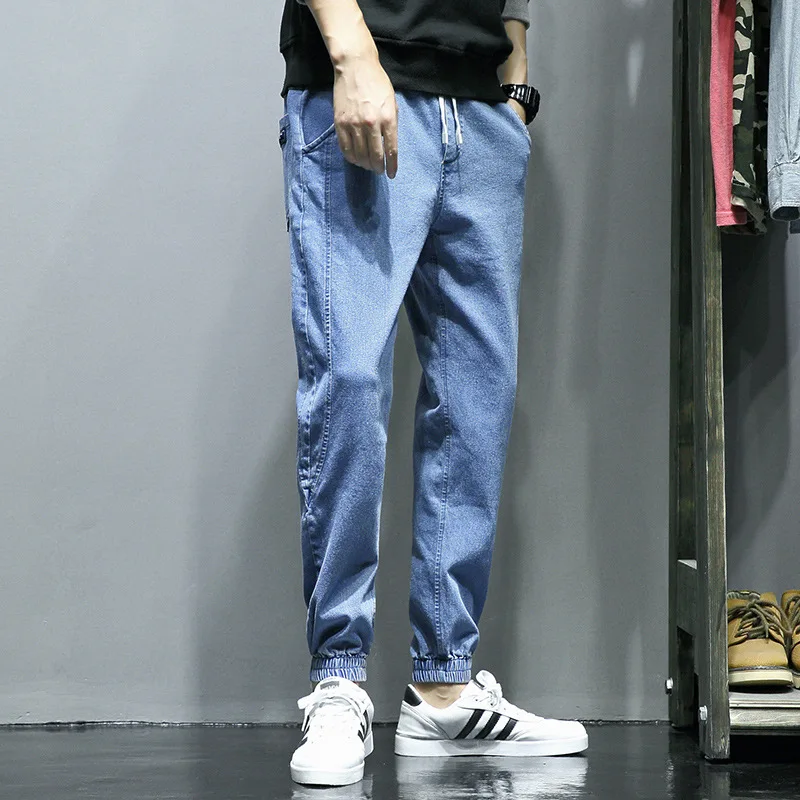 2021 Autumn New Men's Loose Jeans Youth Trousers Korean Elastic Casual Trendy Pants Cargo Pants  Korean Streetwear