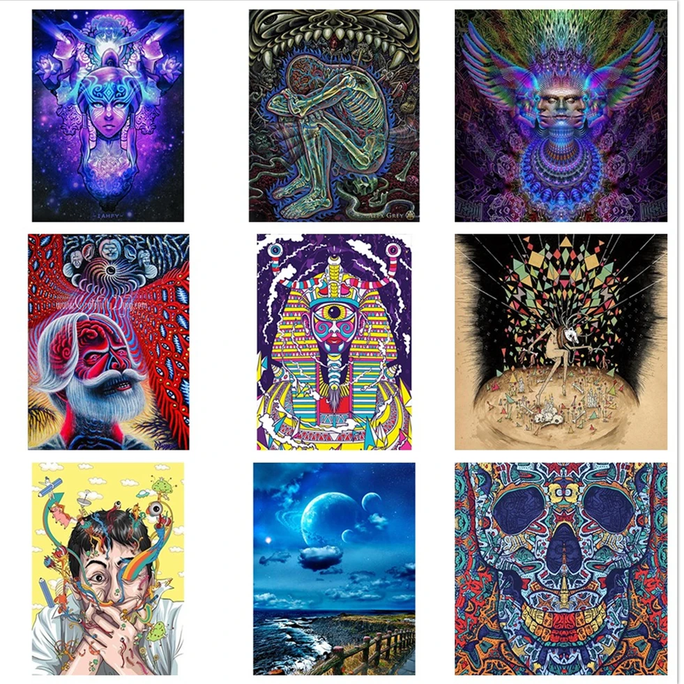 

5D DIY Diamond Painting Trippy Art Picture Cross Stitch Gift Square/Round Full Drill Embroidery Mosaic Art Home Decoration