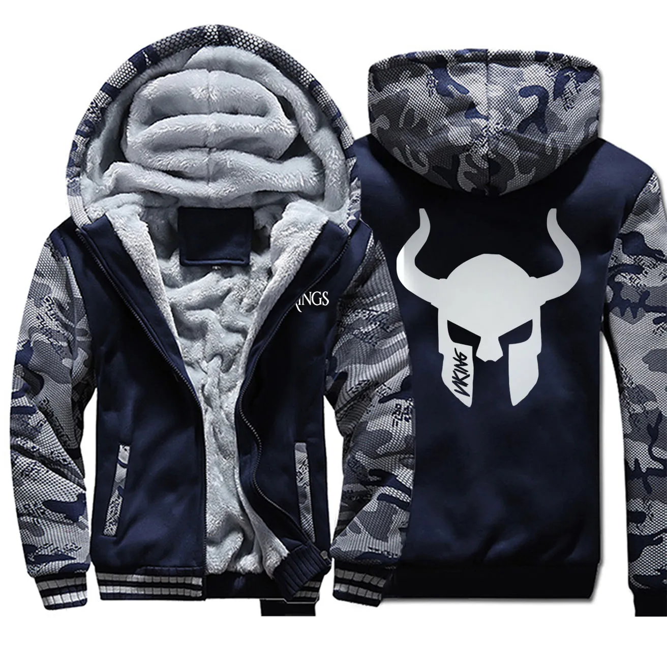 

New Vikings Hoodies For Men 2021 Winter Thick Streetwear Clothing Casual Brand Male Sports Jacket Personalized Men's Zipper Coat