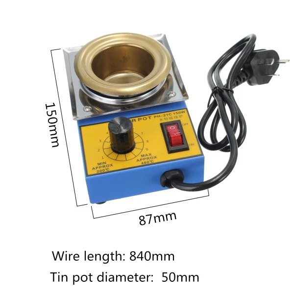 

200-480C 220V 150W 50mm Soldering Desoldering Stainless Steel Plate Solder Pot Desoldering Bath