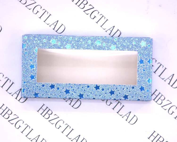 no tray blue stars 10 компл./лот упаковочная коробка для ресниц пустой ресницы посылка многоцветный бумажная коробка белый фарфоровый поднос с фокусным расстоянием 25 мм ресницы DIY блестящие упаковочная коробка - Цвет: no tray blue stars