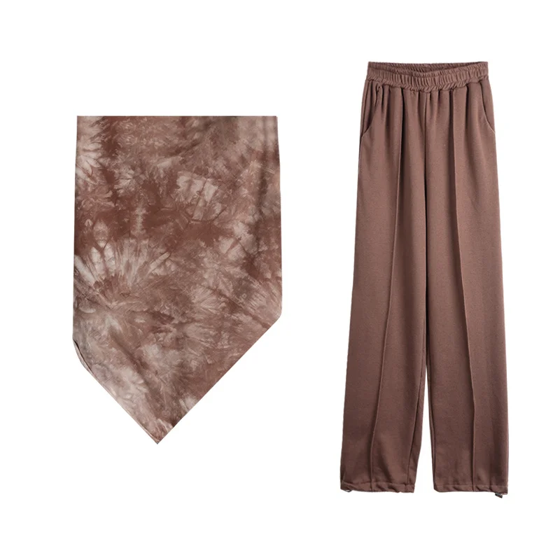 Костюм с брюками для девушек женский летний пикантный короткий топ завязками и