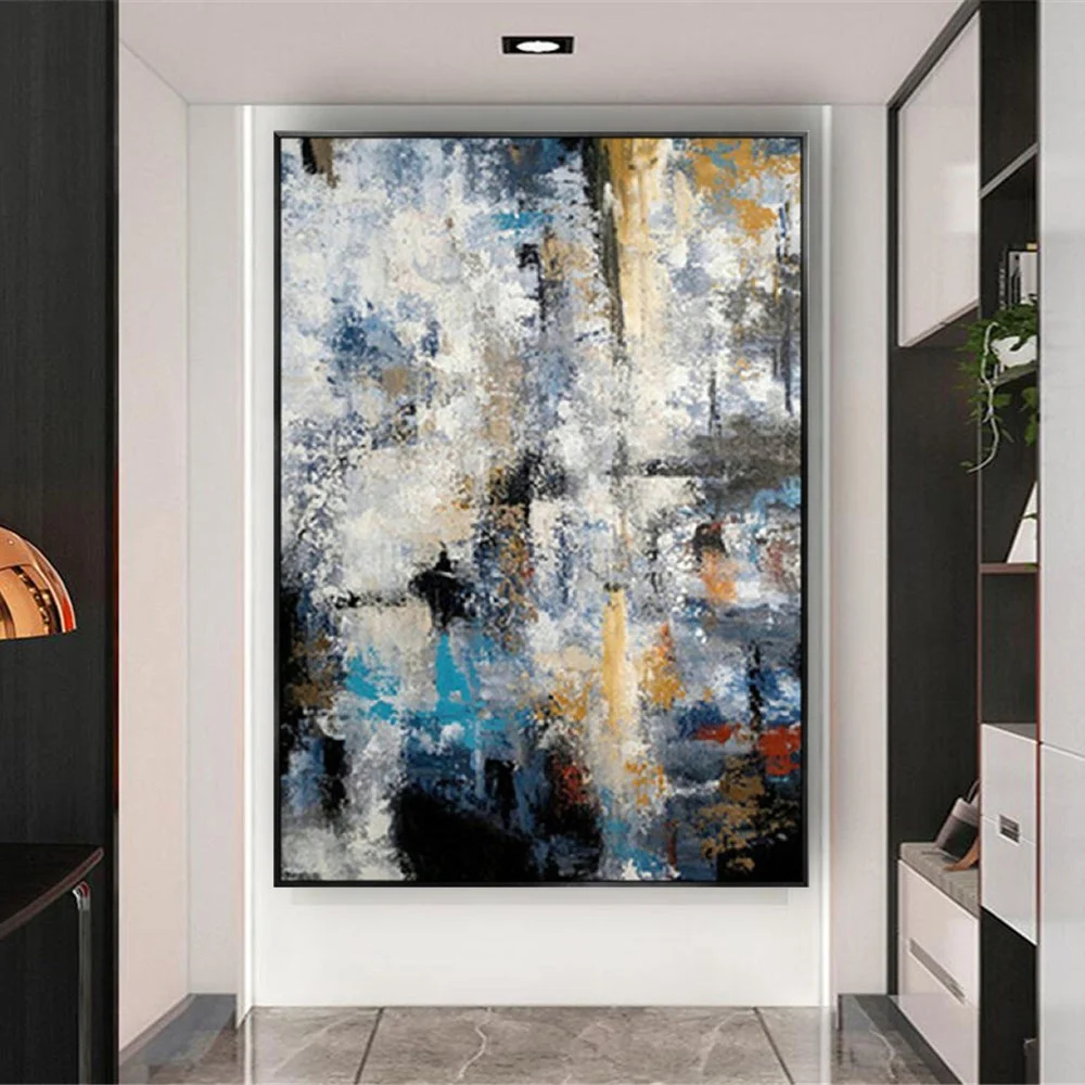 100% ручная картина маслом гипсофила креативные картины на холсте синяя краска