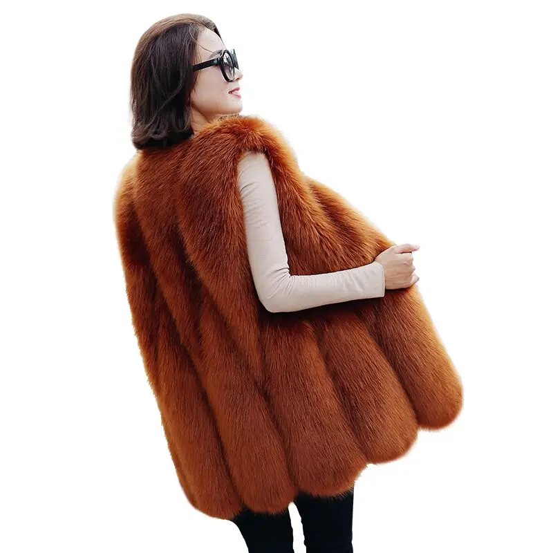

2020 Real Fox Fur Coat for Women Long Vest Natural Fox Fur Sleeveless Vest Winter Warm New Fashion Genuine Fur Coat Vest