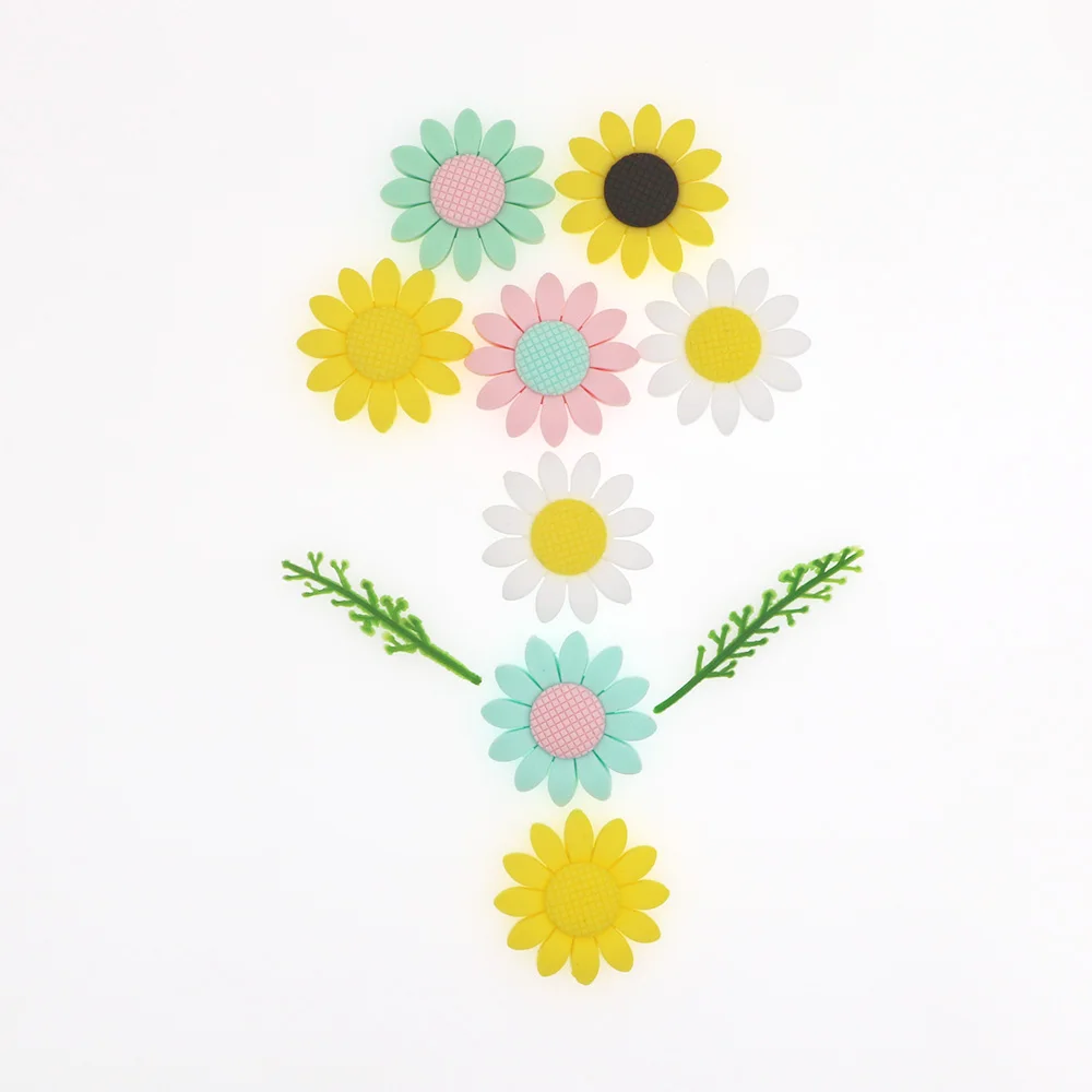 

50/100PCS Flower Silicone Baby Teether Beads For Silicone Pacifier Rattles For Babies Diy Pacifier Teeth Care Molar Fidget Toys