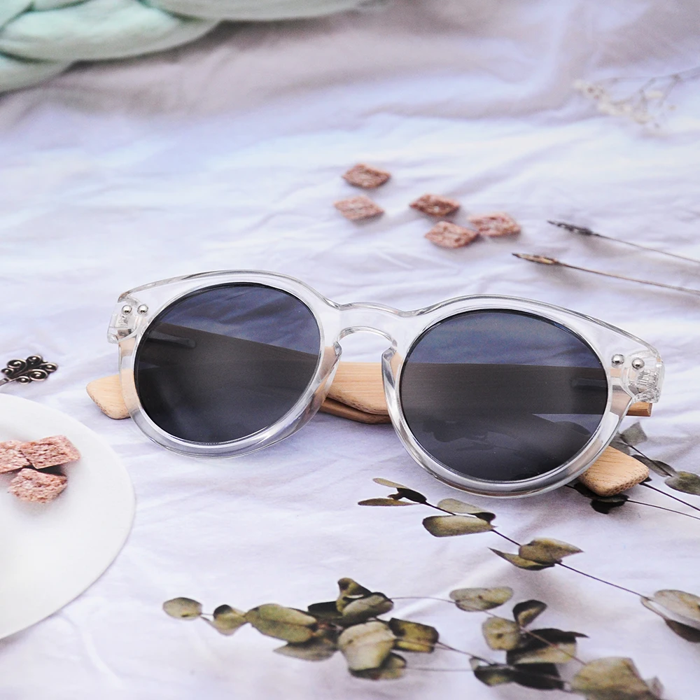 

Bamboo Wooden Sunglasses Fashion Round Unisex Outdoor Pure Manual Natural With Original Box Portable