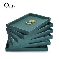 oirlv 1224 grids jewelry tray green ring necklace display stand pu leather bracelet packaging jewelry organizer tray