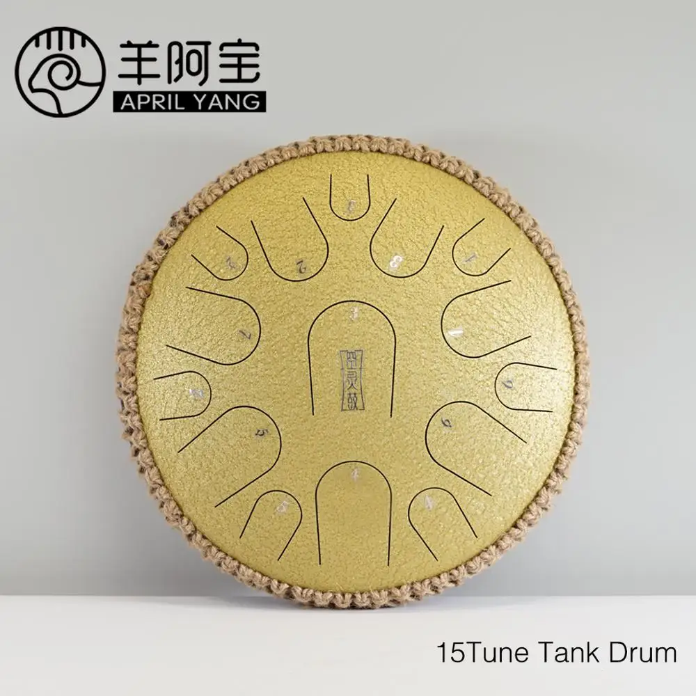 15 Tune Hand Pan Tank Drum 13 Inch Steel Tongue Pad Sticks Carrying Bag Free music sheet |