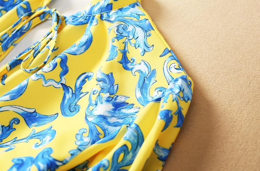 

Street Lady High Designer Vestidos Women's Long Sleeves Gold Totem Print Mid Calf Length Luxurious Party Dresses