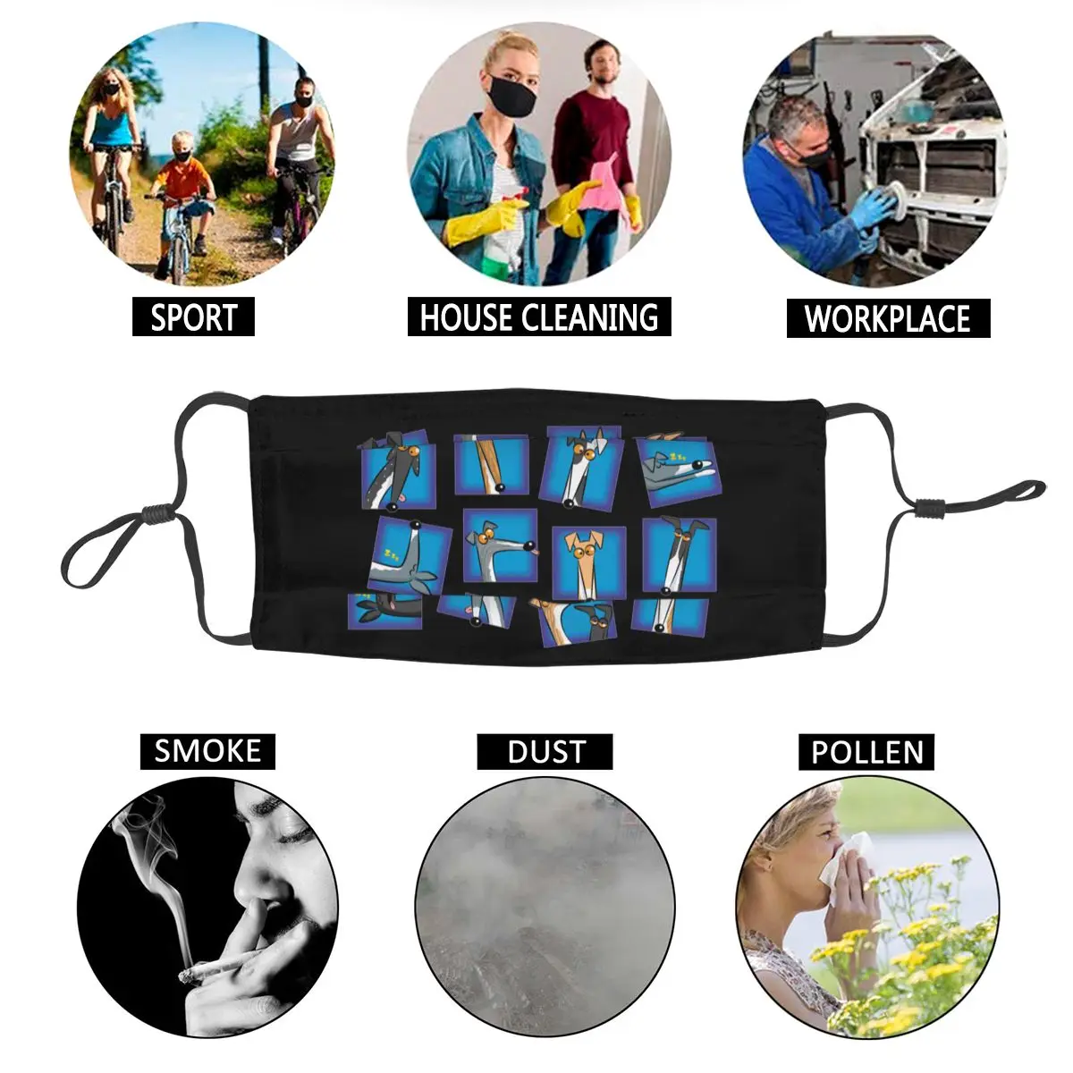 

Greyhound Dog Hip Hop Reusable Mouth Mask