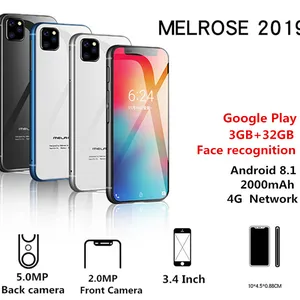 new melrose 2019 4g lte smartphone 3 4inch super mini telefone 1gb 8gb android 8 1 face id wifi hotspot small mobile cell phone free global shipping