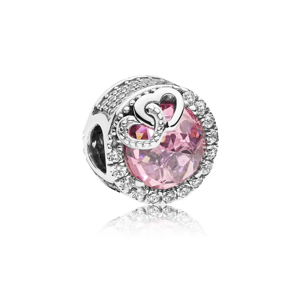 Модная подвеска Стерлинговое Серебро оригинальная 1:1 Сияющие Шарм в виде сердец