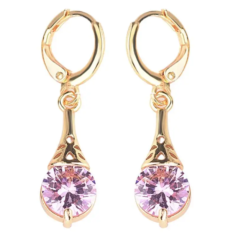 Модные циркониевые девичьи серьги Длинные висячие Для женщин позолоченные 18 к