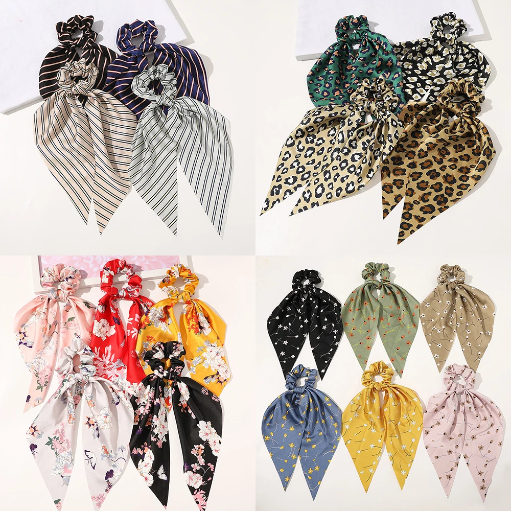 Женская резинка для волос с леопардовым цветочным принтом Эластичная завязка в
