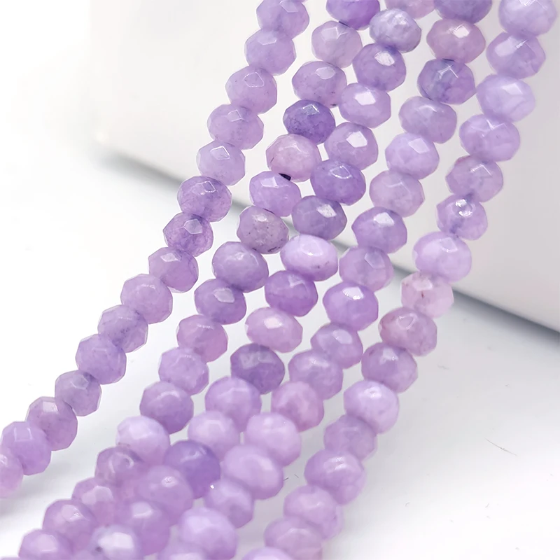 2-4mm Light Purple Jades Beads Natural Stone Faceted Flat Loose Beads DIY Making Bracelet Necklace Jewelry Accessories