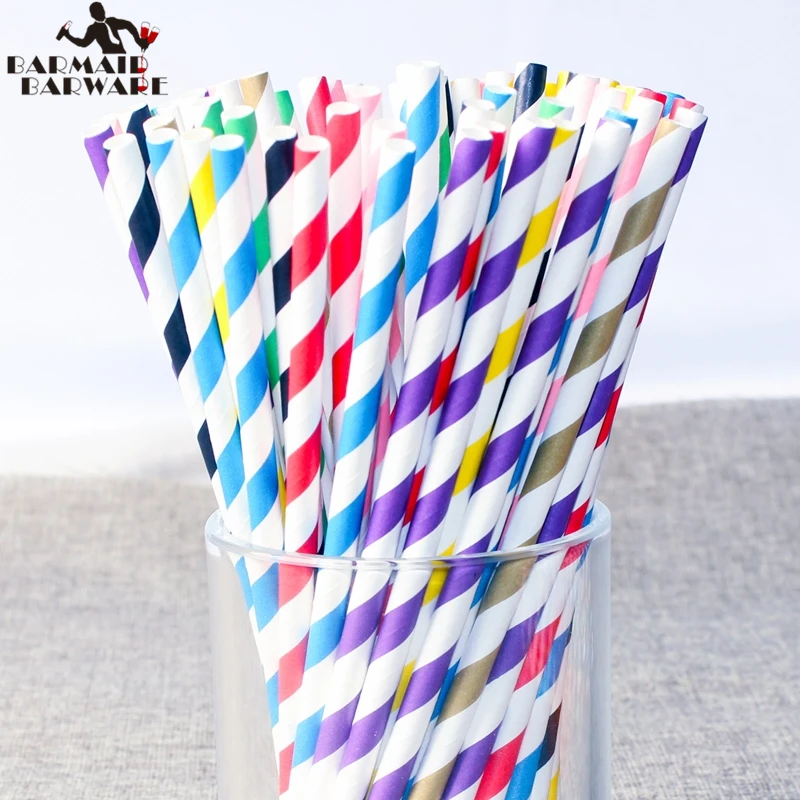 200 шт./лот бумажные соломинки многоразовые питьевые натуральные для вечерние