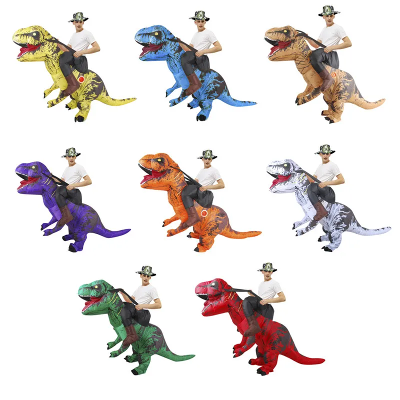 

Adult Kids Inflatable Costume Halloween Dragon Dinosaur Cosplay T-Rex Fancy Dress Children Ride On Dino Purim Costume