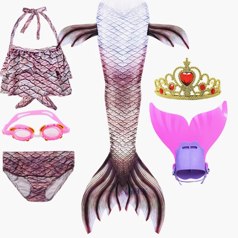 6 штyк дeтскaя одеяло хвост русалки с Моноласты детей Русалка хвосты для купания