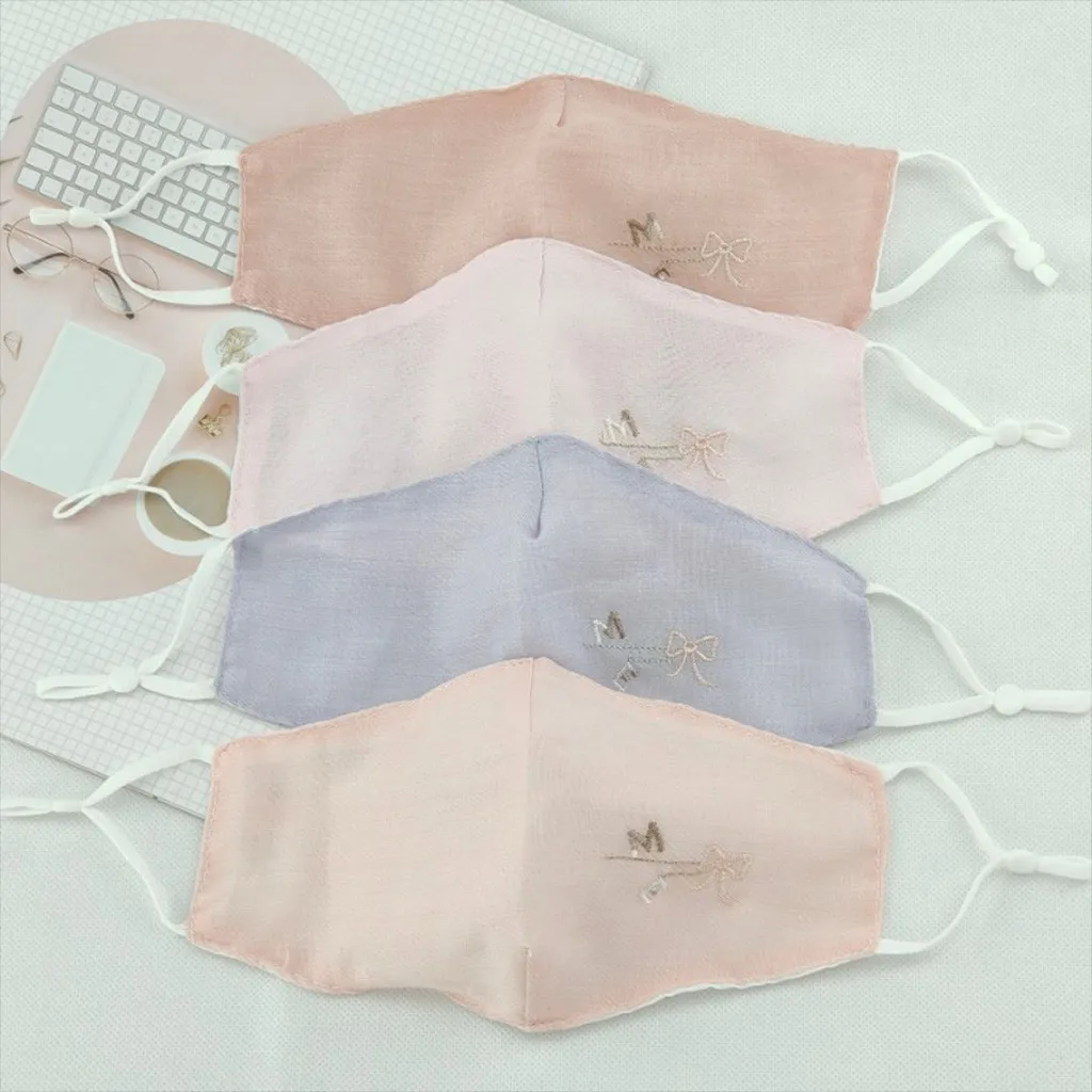 

3PC Breathing Cotton Mask can be washed Female embroidered lovely sunscreen dust mask masque en tissu lavable mascherina A50