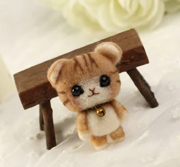 Маленькие куклы коты мультяшный набор шерстяной для рукоделия войлок игла