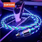 Магнитный фотокабель Suntaiho, кабель USB Type-C длиной 1 м, светящийся провод для передачи данных для Samsung S10 9 Huawei, светодиодный кабель Micro usb