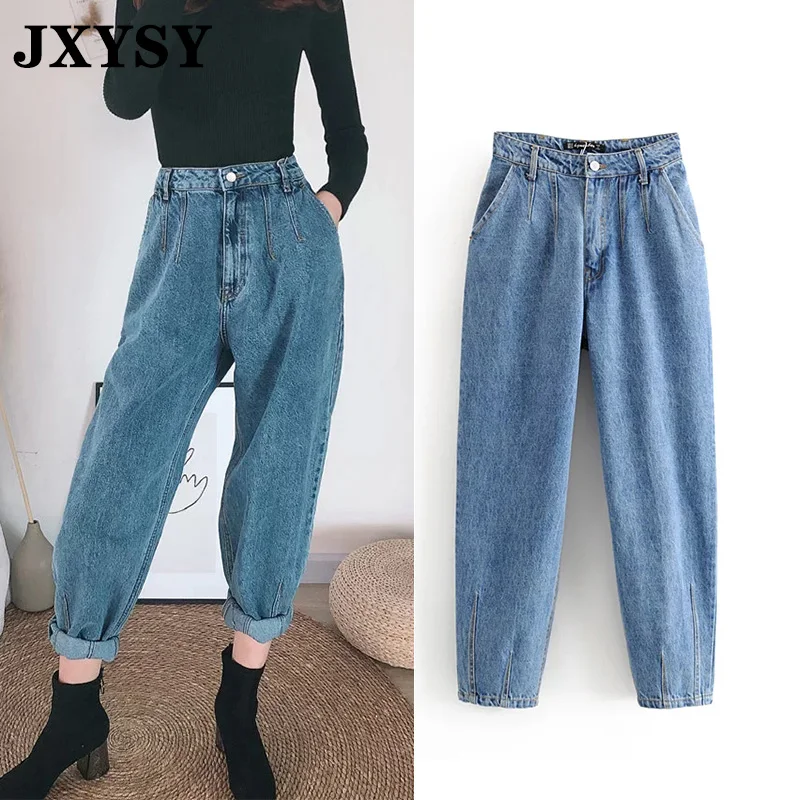 JXYSY Англия Стиль high street винтажные шаровары мама Джинсы женские Высокая талия