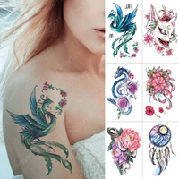 waterproof temporary tattoo sticker phoenix cat dragon flash tattoos snake peony lotus body art arm fake tatoo women men