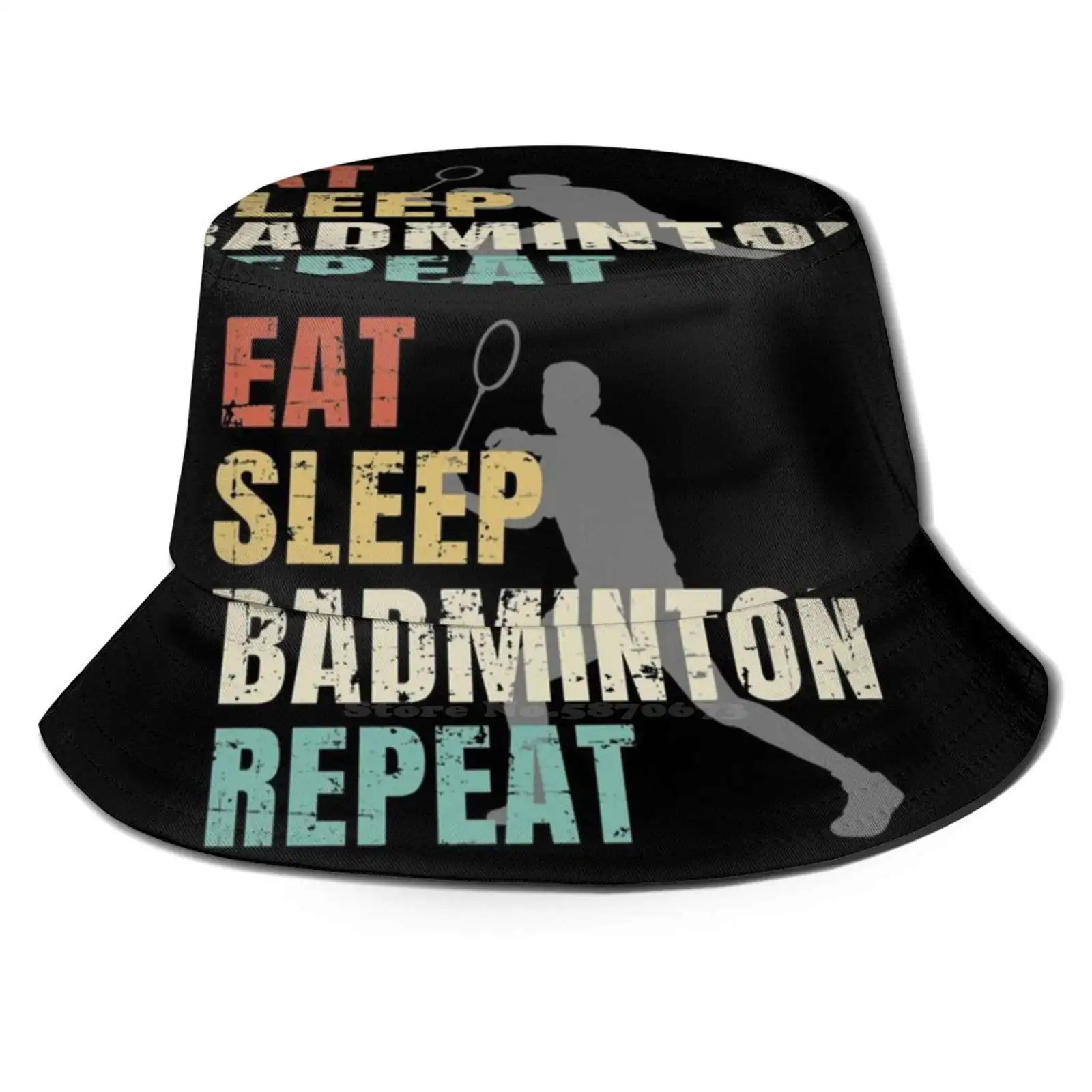 

Eat Sleep Badminton Repeat Uv Protection Foldable Bucket Hats Women Men Eat Sleep Badminton Repeat Badminton Sleep Sport Eat