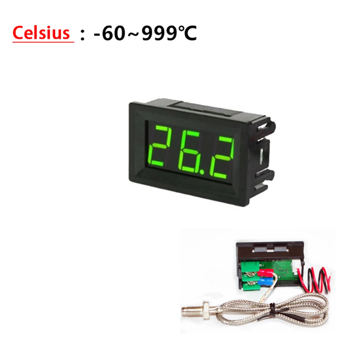 

Термопары DYKB -60C ~ + 999C K-типа, высокотемпературный цифровой светодиодный термометр, измеритель Цельсия по Фаренгейту 999F C/F DC 12 В 24 В для автомобиля