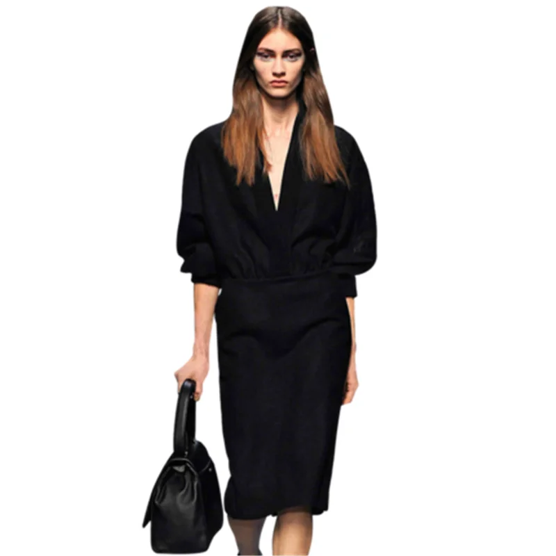 Женское платье-рубашка с V-образным вырезом и рукавом 2020 | Женская одежда