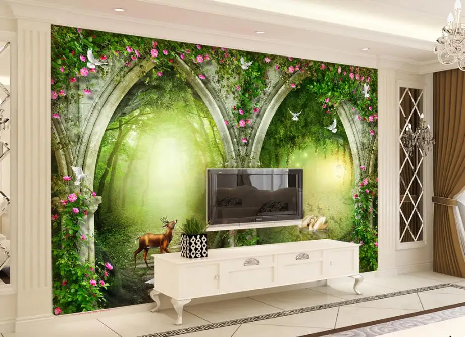 Настенные 3D-обои в рулоне фотообои с изображением лебедя винограда сада фона для