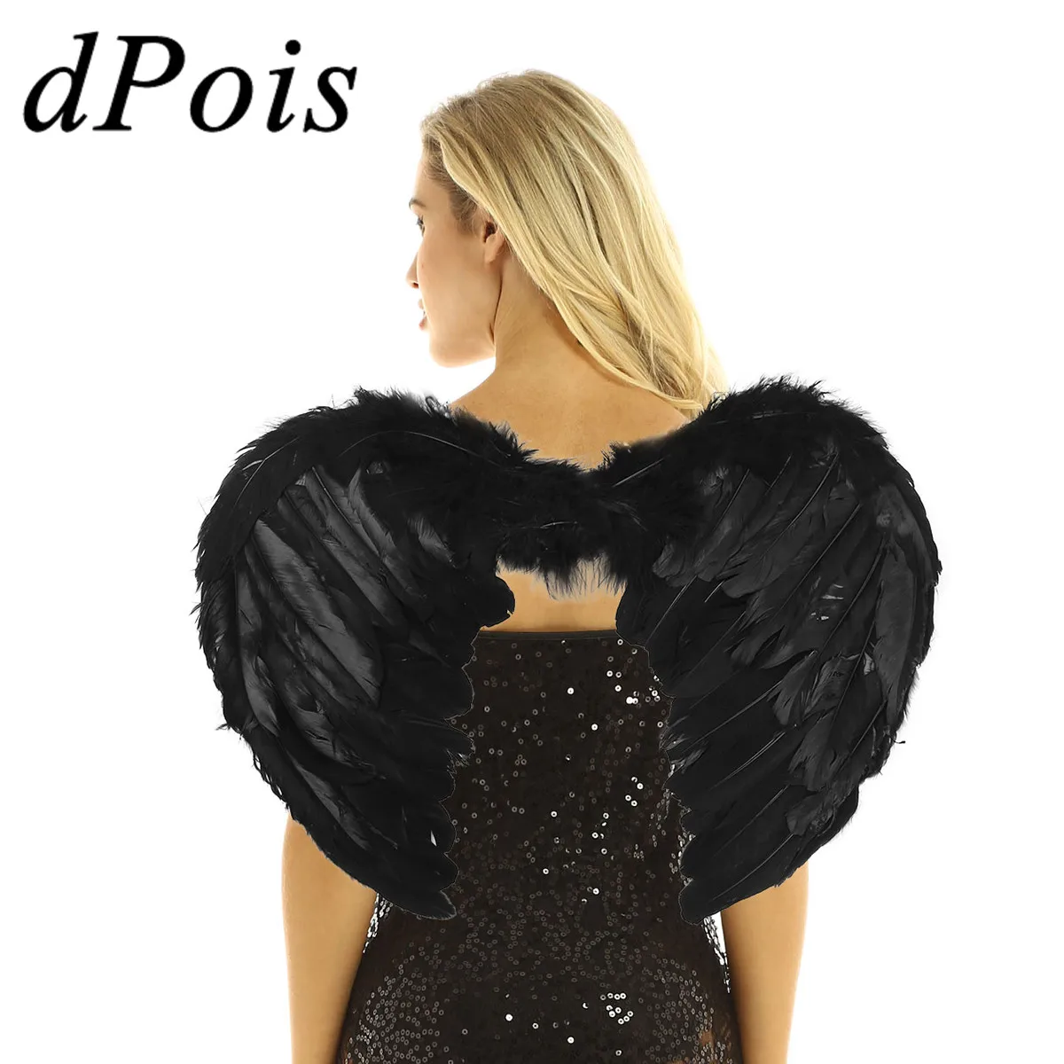 

DPOIS Крылья ангела для танцев, Женский костюм с крыльями ангела черного и белого цвета, одежда для косплея на Хэллоуин, ролевая принадлежност...