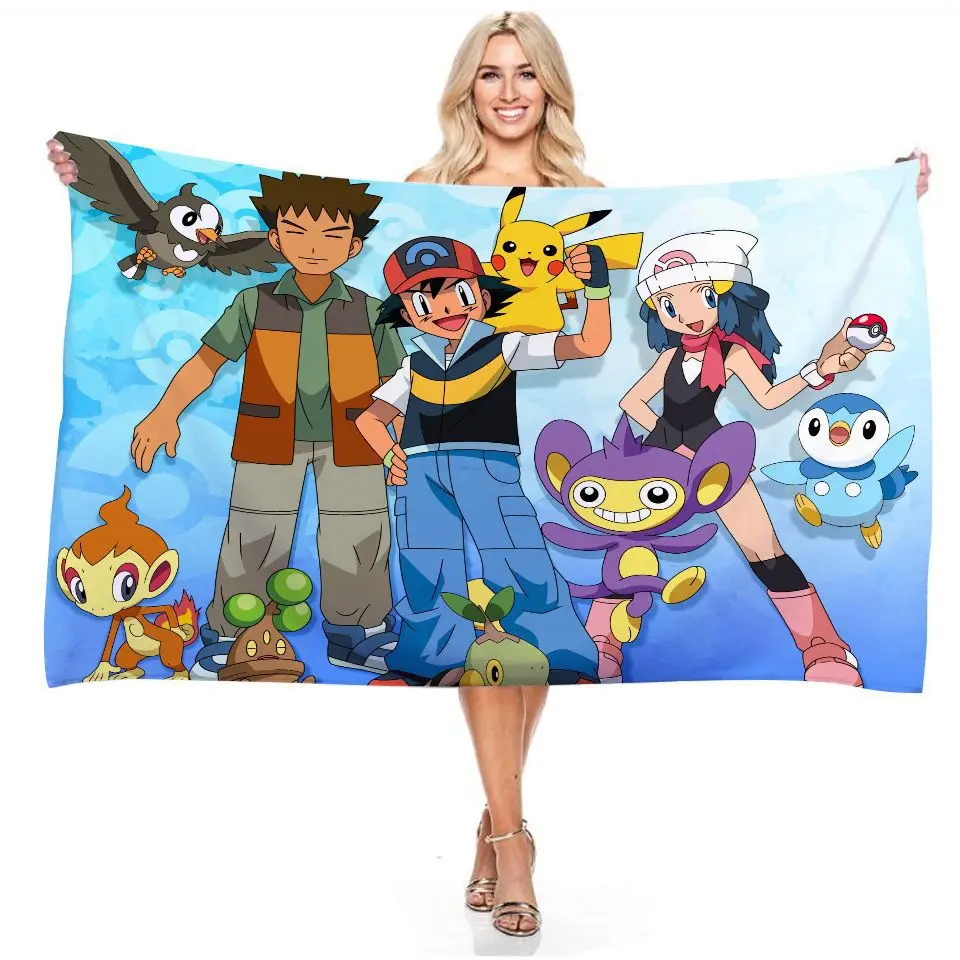 Пляжное полотенце Пикачу банное с изображением покемона милое прямоугольное