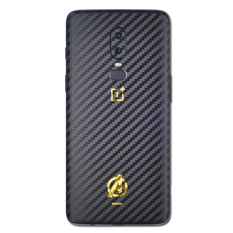 Carbon black Мстители ПВХ телефон наклейка s для Oneplus 6 задняя защитная пленка наклейка Oneplus 6T наклейка клей Pegatinas кожа - Цвет: Carbon black