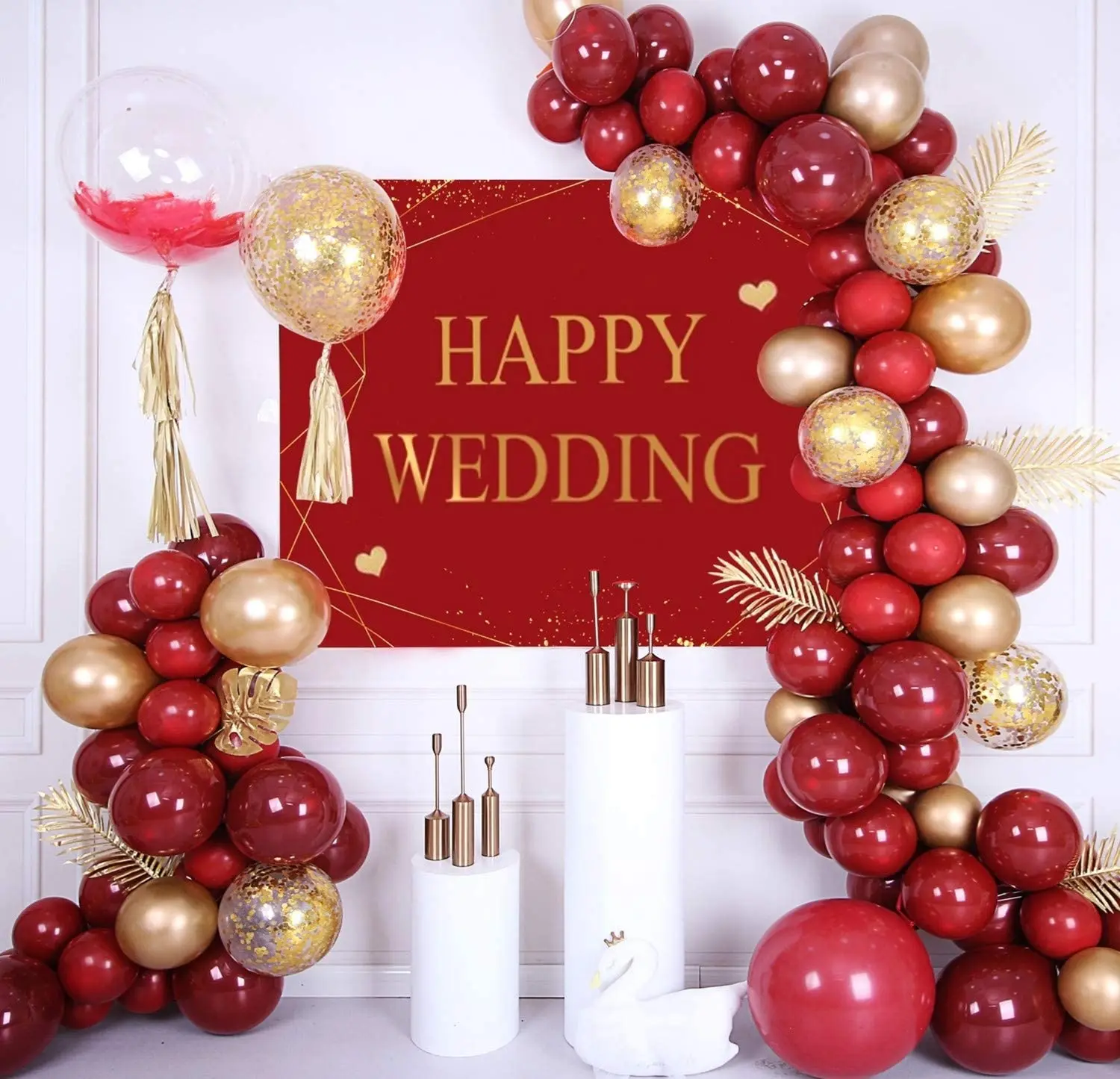 

Red Gold Balloon Garland Arch Kit Gold Confetti Ballons For Girls Birthday Bachelorette Engagement Party Wedding Decoration