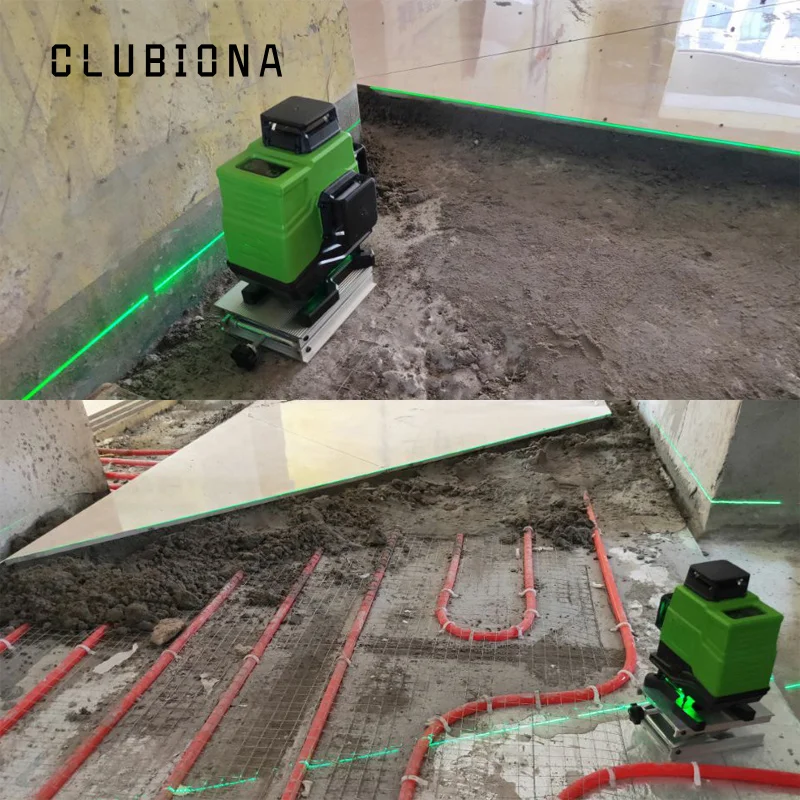 Clubiona IE12 немецкий лазерный модуль напольный и настенный Мощные зеленые линии дистанционного управления 3D лазерный уровень с литий-ионной батареей