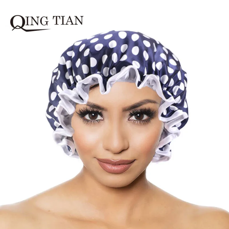 

Прекрасная женская шапка для сна Высокое качество двойной Слои Водонепроницаемый Косметический макияж пылезащитного колпачка Уход за вол...