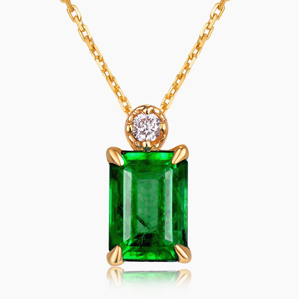 

SMALL EMERALD GEMSTONES DIAMONDS PENDANT NECKLACES FOR WOMEN 14K GOLD COLOR CHOKER GREEN CRYSTAL JEWELRY BAGUE FASHION GIFTS