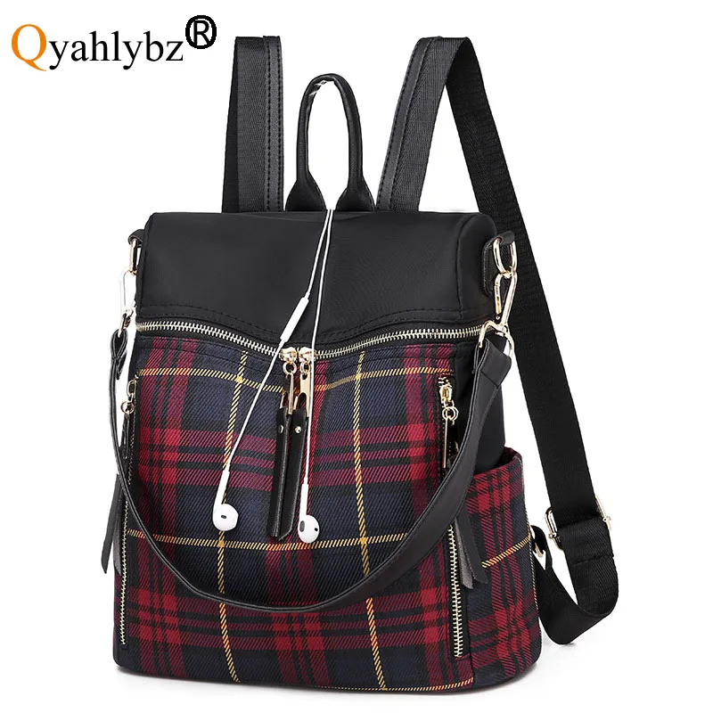 

Рюкзак женский дорожный из ткани Оксфорд, в шотландскую клетку