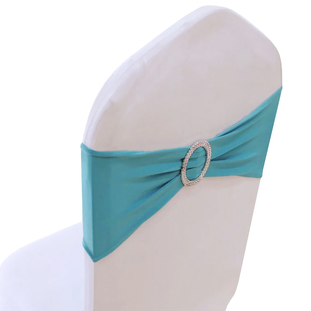 Turquoise 100 шт спандекс лайкра пояс для стула с пряжкой для свадьбы украшение для банкета и вечеринки бандо для свадьбы - Цвет: Turquoise