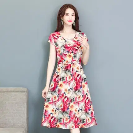 Женское платье для женщин среднего возраста платья с принтом Новинка 2020 короткий