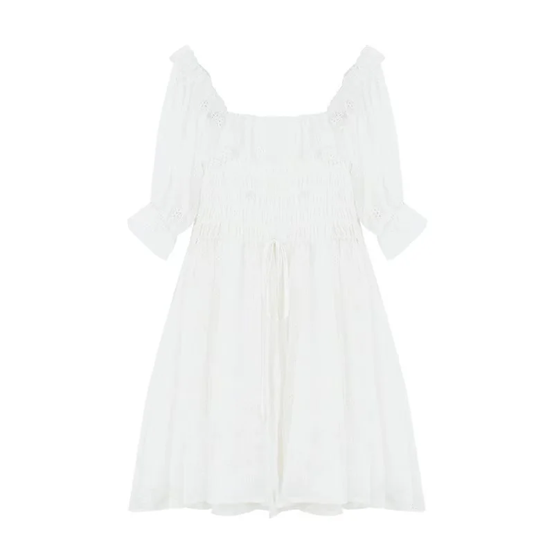 

White Puff Sleeve n Style Fairy Dresses Lace Chiffon French Japan Style Kawaii Elegant Vintage Dress Women clothing