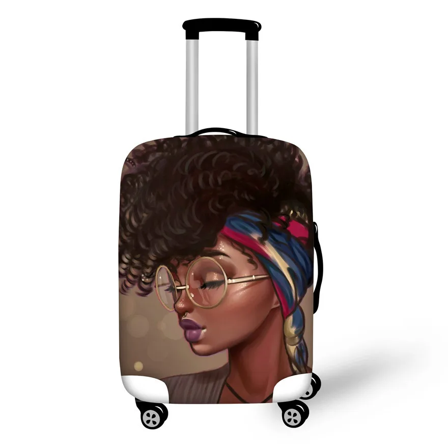 

KOKOCAT Covers for Suitcases Black Art African Girls Print Travel Accessories Women Luggage Cases for 18-30 Inch Protective